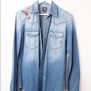 Alexander McQueen embroidered denim shirt